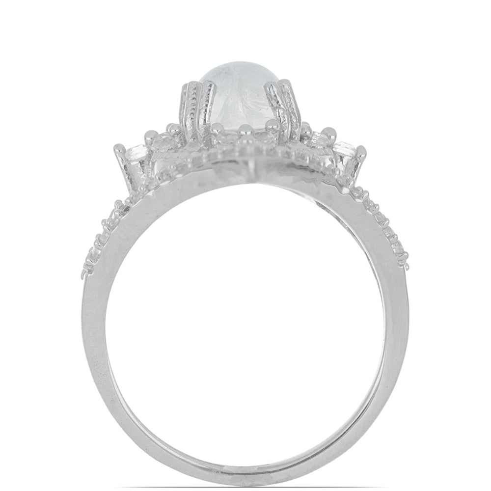 Silberring mit Regenbogenmondstein und weißem Topas 3 