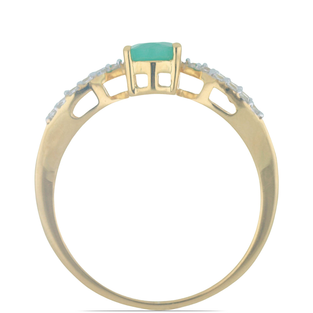 Goldplattierter Silberring mit brasilianischem Smaragd und weißem Topas 2 