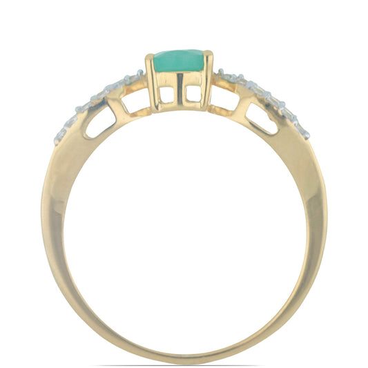 Goldplattierter Silberring mit brasilianischem Smaragd und weißem Topas