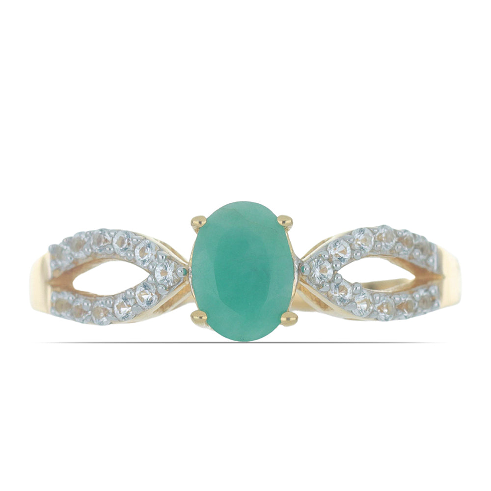 Goldplattierter Silberring mit brasilianischem Smaragd und weißem Topas 4 