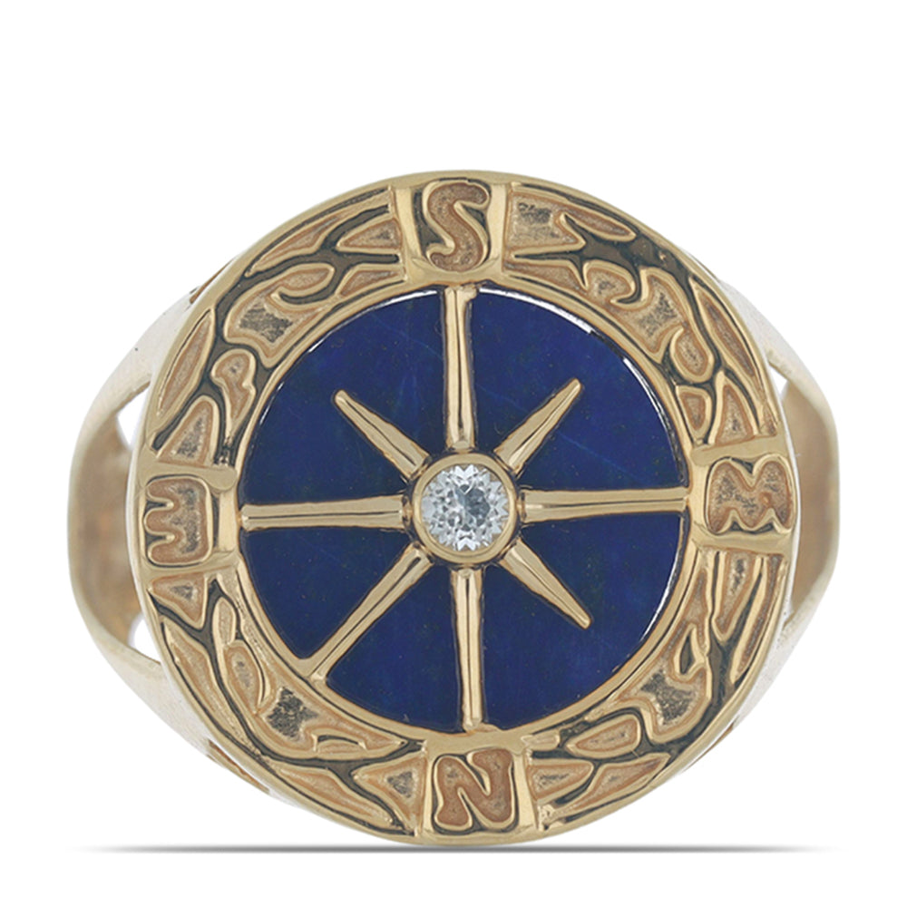 Goldplattierter Silberring mit Lapislazuli aus Badakhshan und weißem Topas