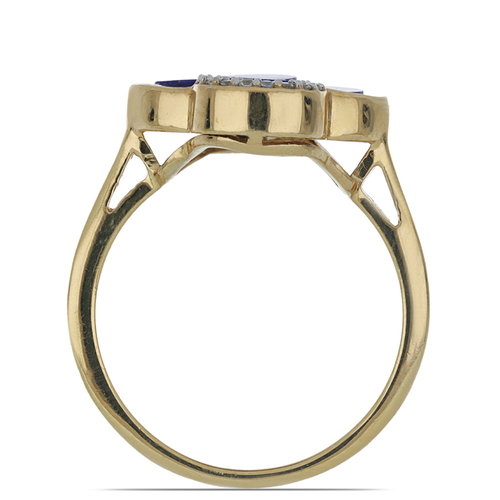 Goldplattierter Silberring mit Lapislazuli aus Badakhshan und weißem Topas 2 