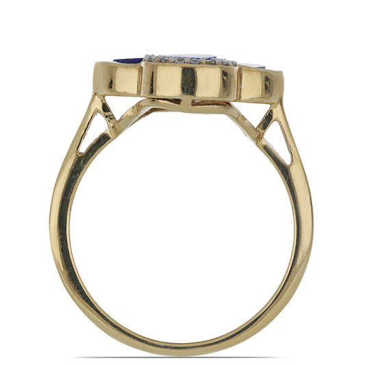 Goldplattierter Silberring mit Lapislazuli aus Badakhshan und weißem Topas