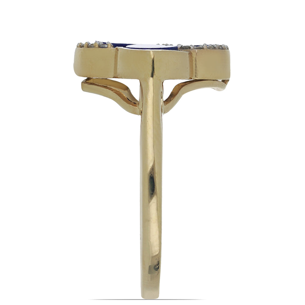 Goldplattierter Silberring mit Lapislazuli aus Badakhshan und weißem Topas 3 