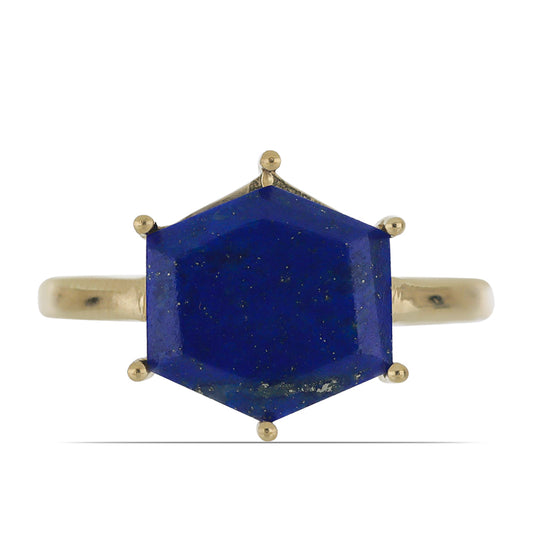 Goldplattierter Silberring mit Lapislazuli aus Badakhshan