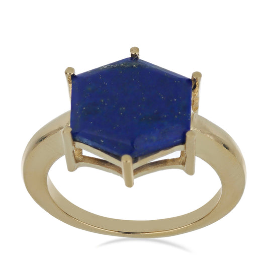 Goldplattierter Silberring mit Lapislazuli aus Badakhshan