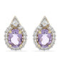 Goldplattierte Silberohrringe mit Rose De France Amethyst und weißem Topas