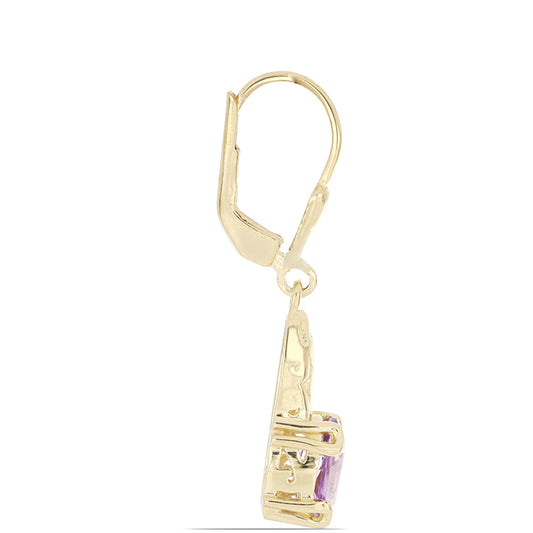 Goldplattierte Silberohrringe mit Rose De France Amethyst
