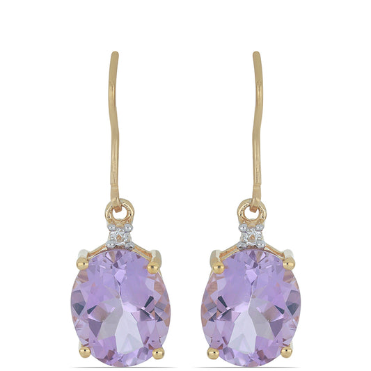 Goldplattierte Silberohrringe mit Rose De France Amethyst und weißem Topas
