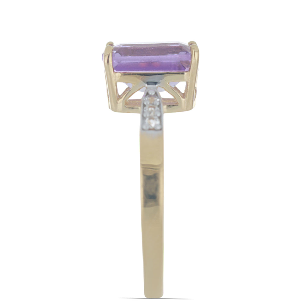 Goldplattierter Silberring mit Rose De France Amethyst und weißem Topas 2 