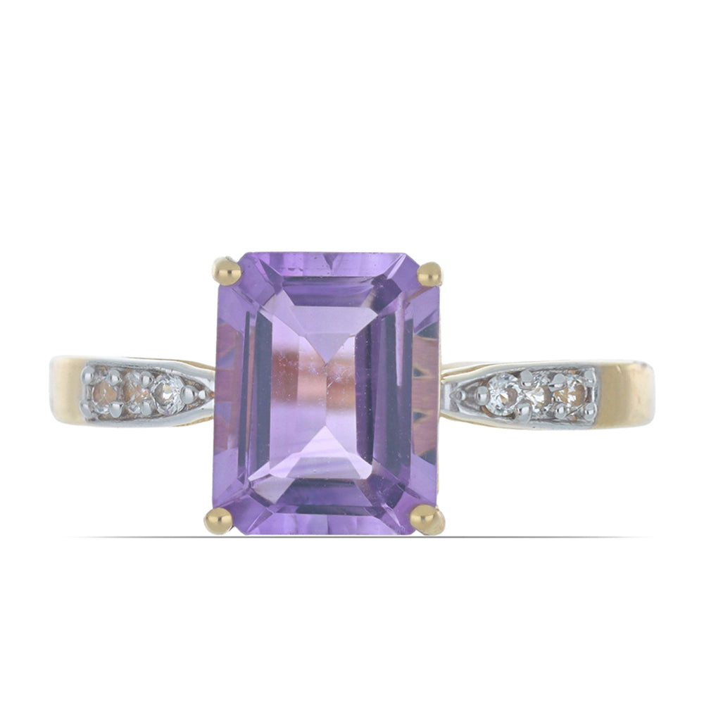 Goldplattierter Silberring mit Rose De France Amethyst und weißem Topas 3 