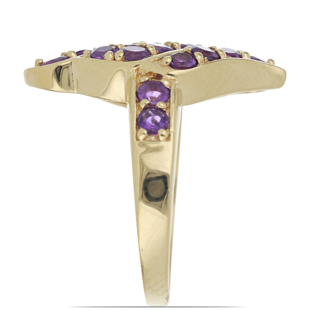 Goldplattierter Silberring mit sambischem Amethyst