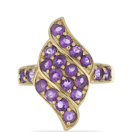 Goldplattierter Silberring mit sambischem Amethyst