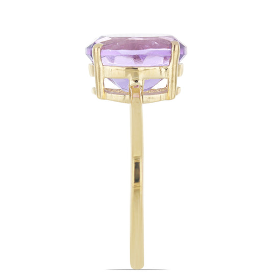 Goldplattierter Silberring mit Rose De France Amethyst