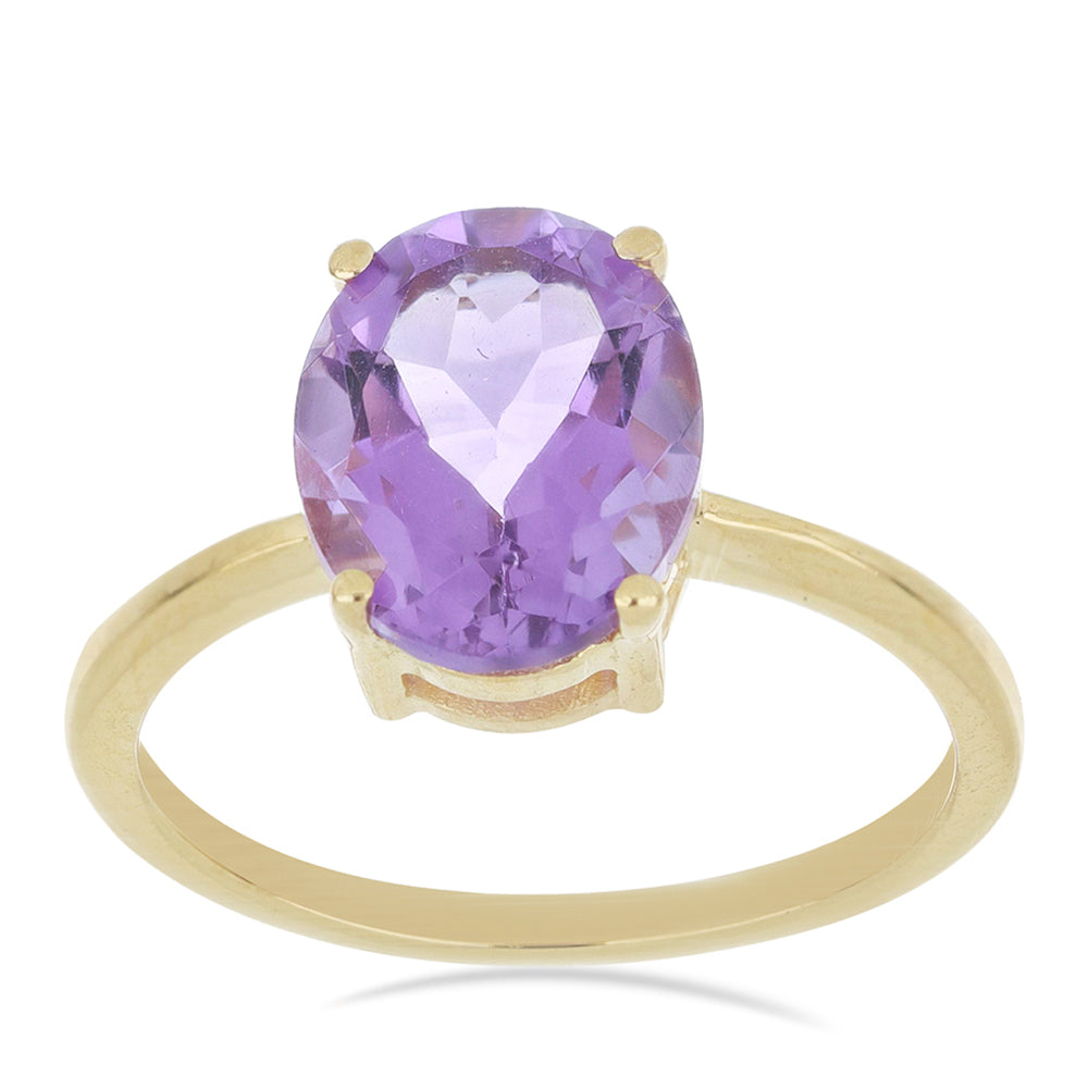 Goldplattierter Silberring mit Rose De France Amethyst 3 