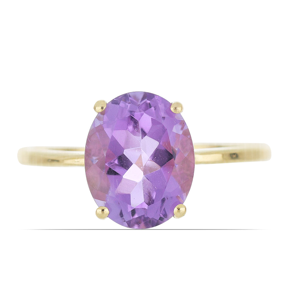 Goldplattierter Silberring mit Rose De France Amethyst 1 