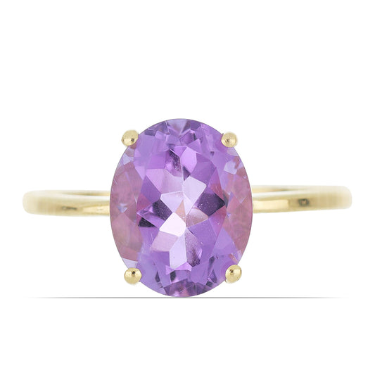 Goldplattierter Silberring mit Rose De France Amethyst