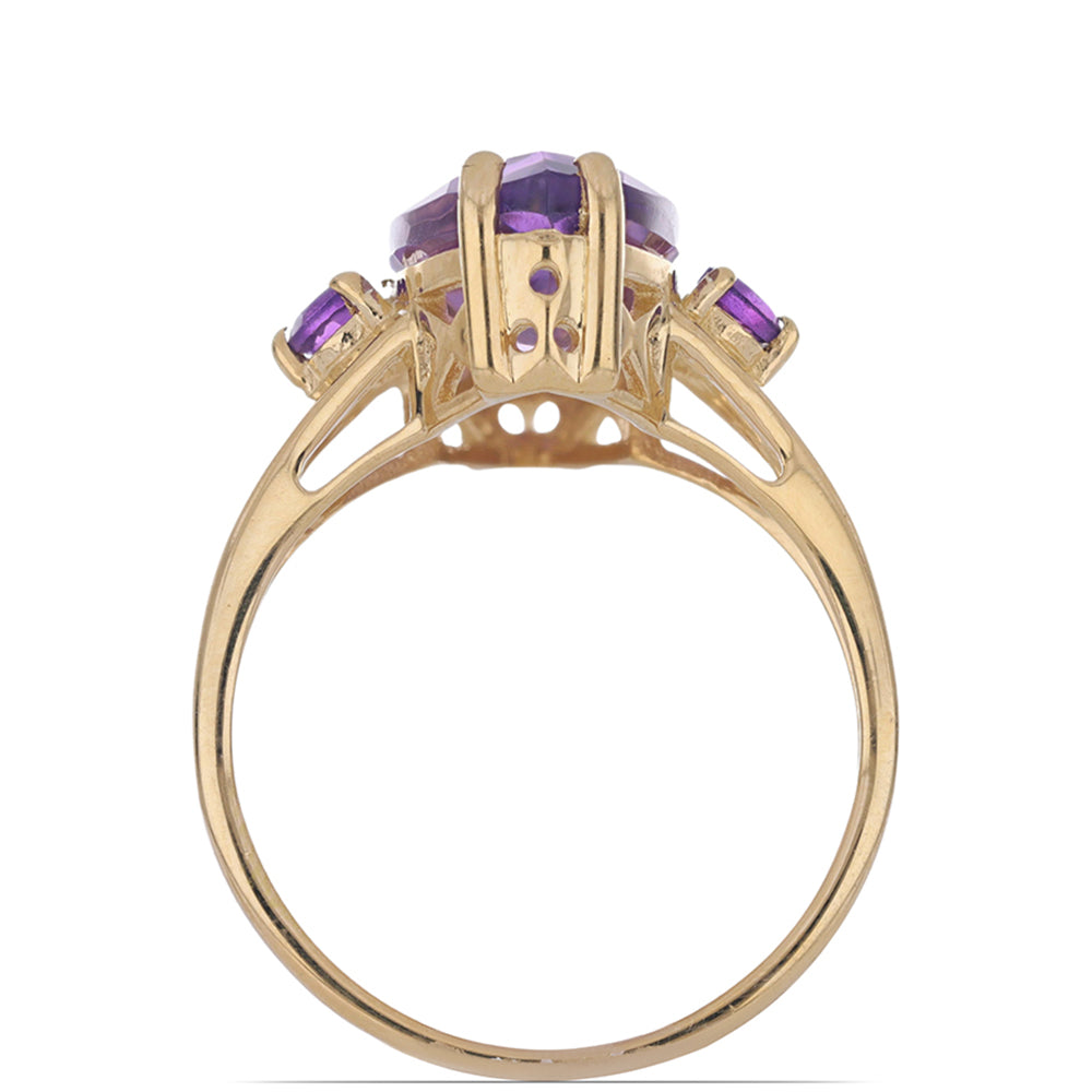 Goldplattierter Silberring mit Rose De France Amethyst und sambischem Amethyst
