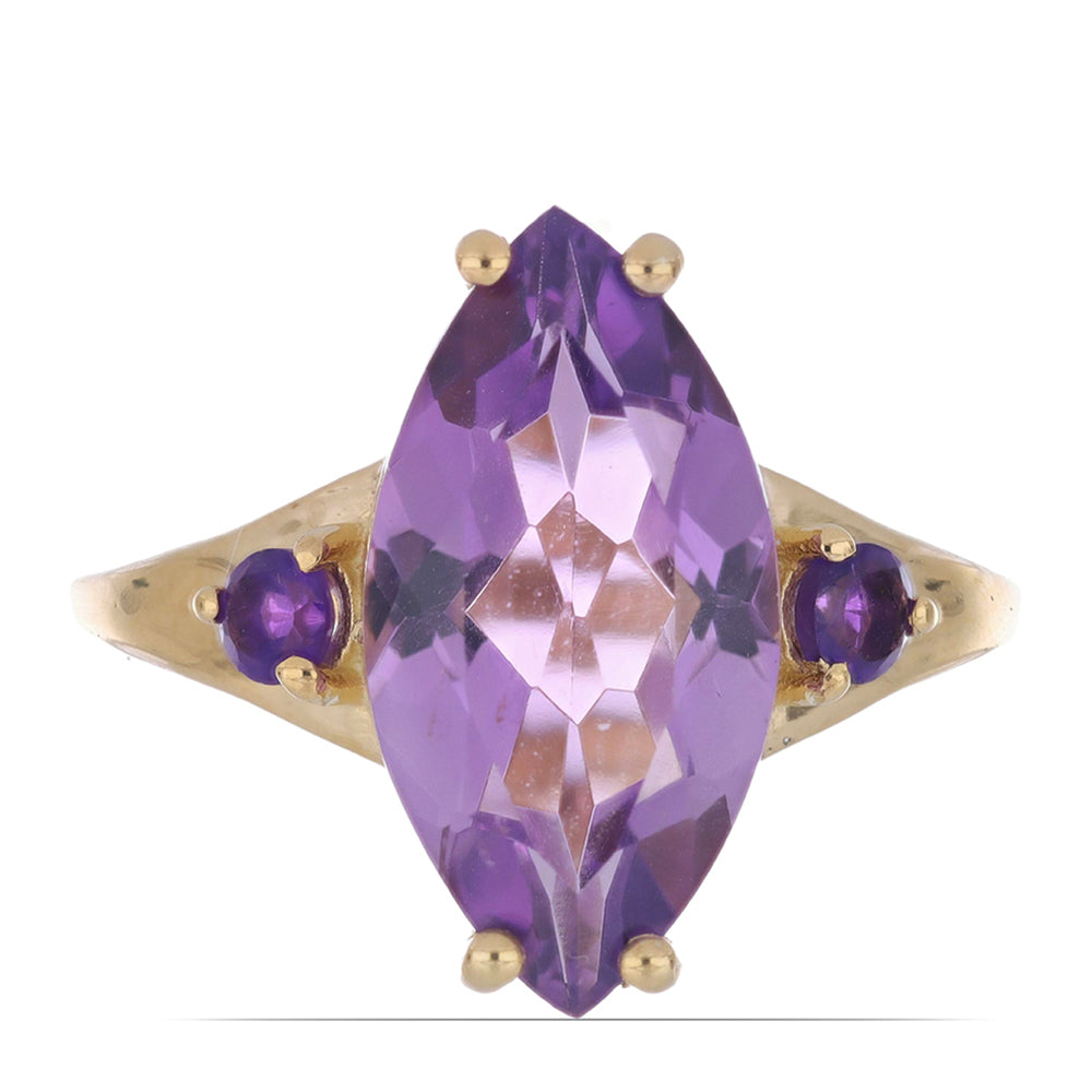 Goldplattierter Silberring mit Rose De France Amethyst und sambischem Amethyst