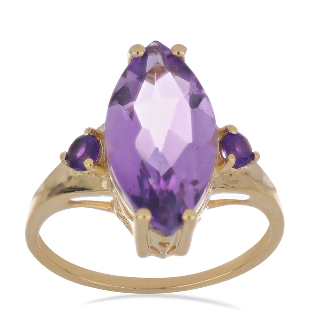 Goldplattierter Silberring mit Rose De France Amethyst und sambischem Amethyst 3 