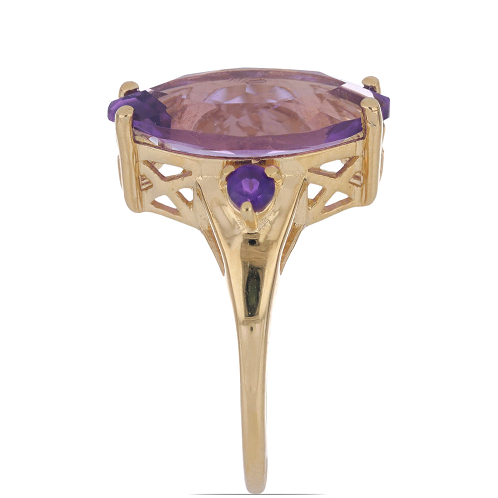 Goldplattierter Silberring mit Rose De France Amethyst und sambischem Amethyst 4 