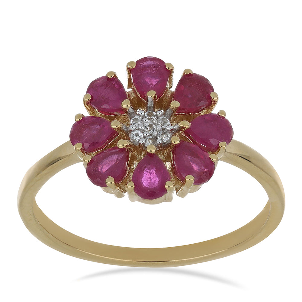 Goldplattierter Silberring mit Rubin aus Madagaskar und weißem Topas 2 