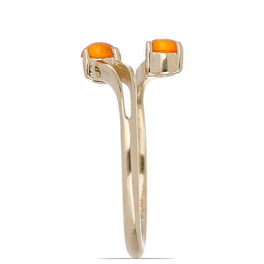 Goldplattierter Silberring mit orangefarbenem Opal aus Lega Dembi