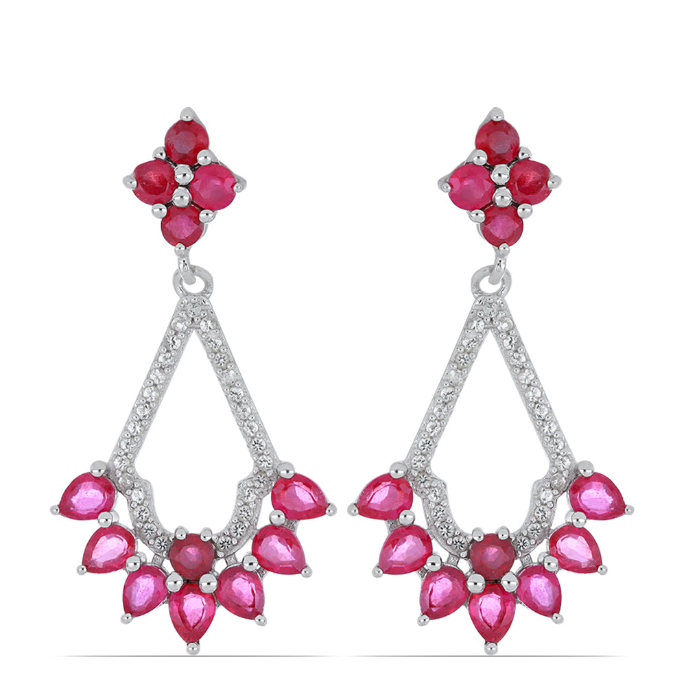Silberohrringe mit Rubin aus Madagaskar und weißem Topas 1 
