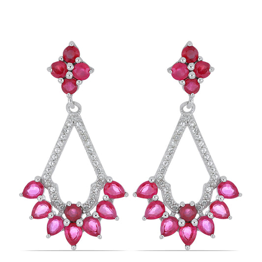 Silberohrringe mit Rubin aus Madagaskar und weißem Topas