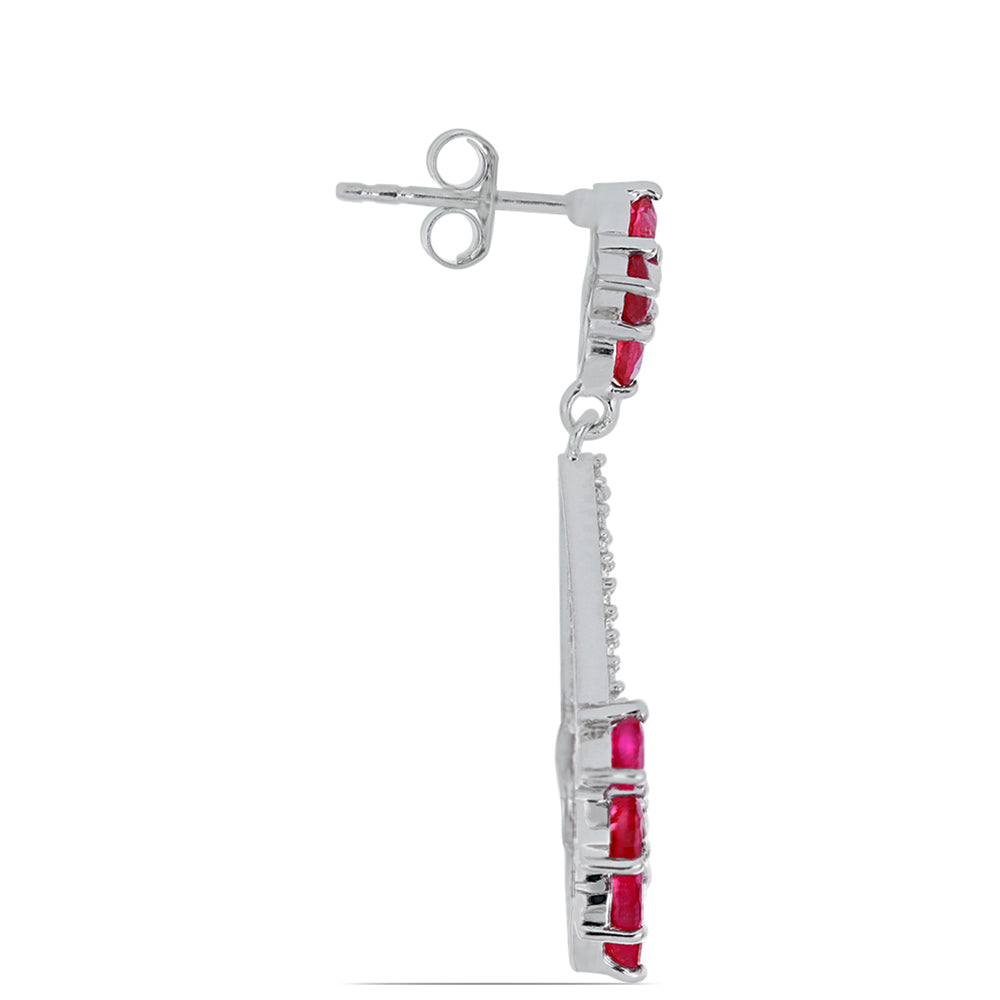 Silberohrringe mit Rubin aus Madagaskar und weißem Topas 2 