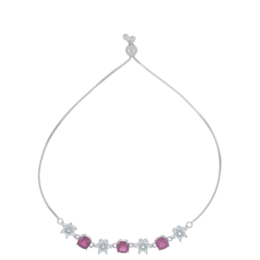 Silberarmband mit Rubin aus Madagaskar und weißem Topas 1 