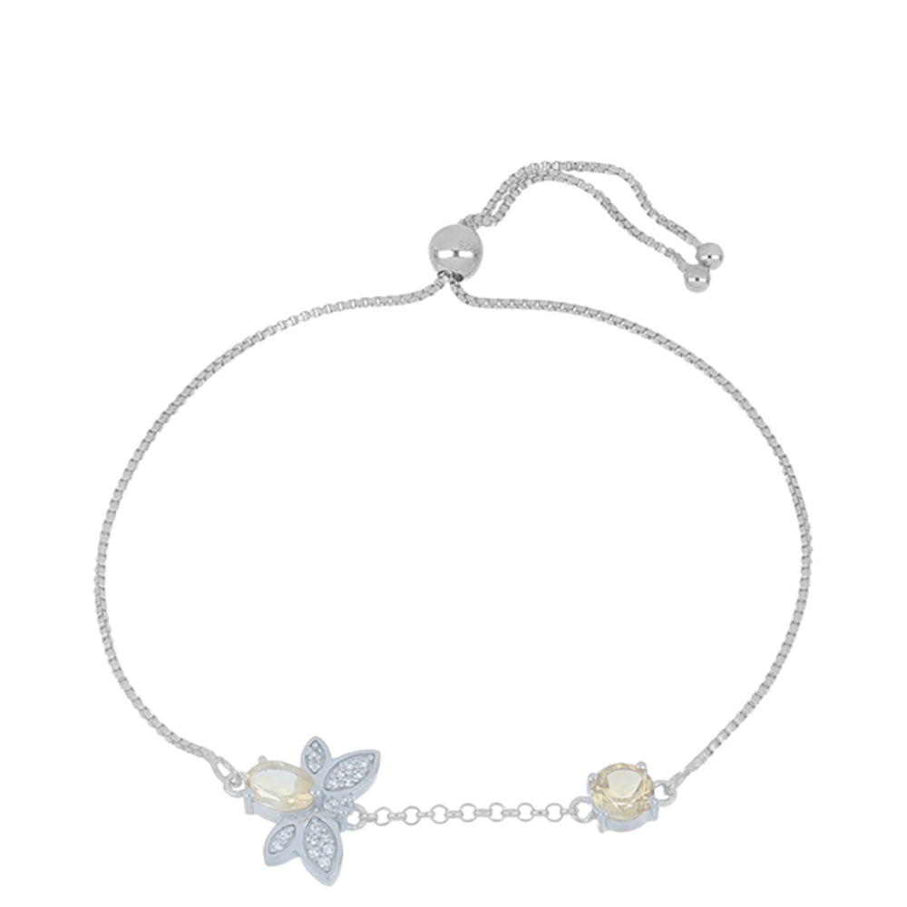 Silberarmband mit Zitrin aus dem Ural und weißem Topas