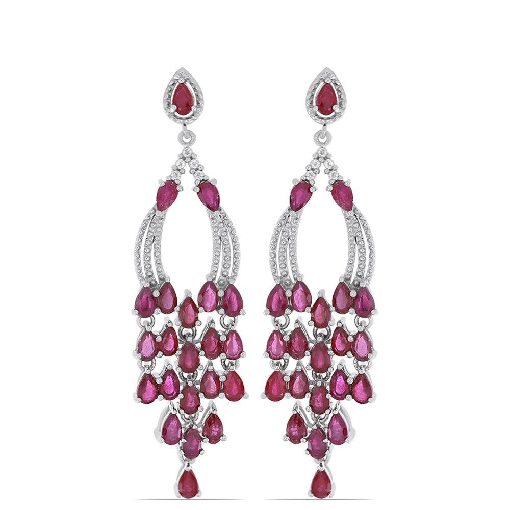 Silberohrringe mit Rubin aus Madagaskar und weißem Topas