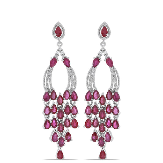 Silberohrringe mit Rubin aus Madagaskar und weißem Topas