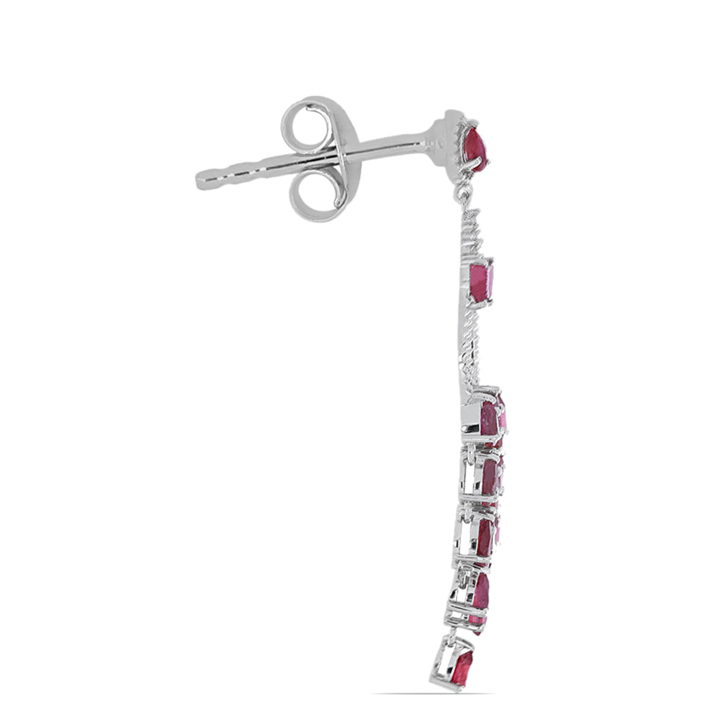 Silberohrringe mit Rubin aus Madagaskar und weißem Topas