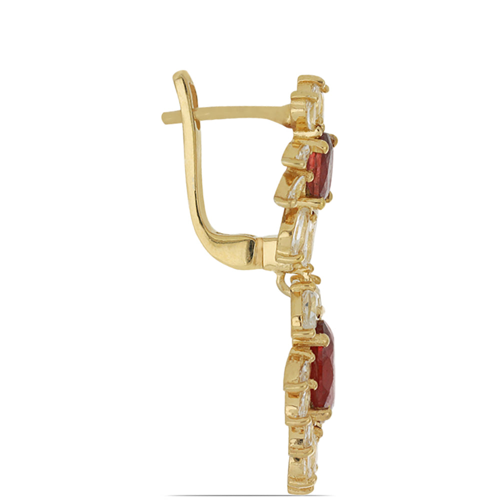 Goldplattierte Silberohrringe mit Rubin aus Madagaskar und weißem Topas 2 