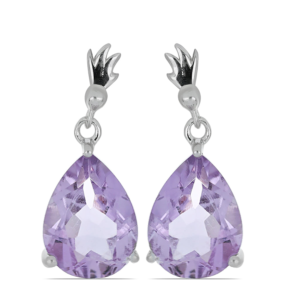 Silberohrringe mit Rose De France Amethyst