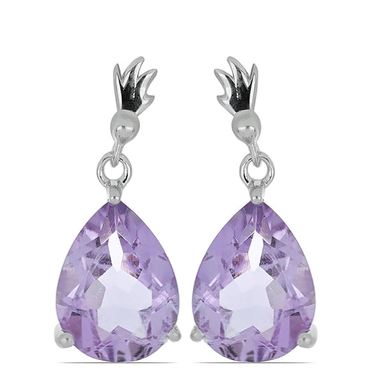 Silberohrringe mit Rose De France Amethyst