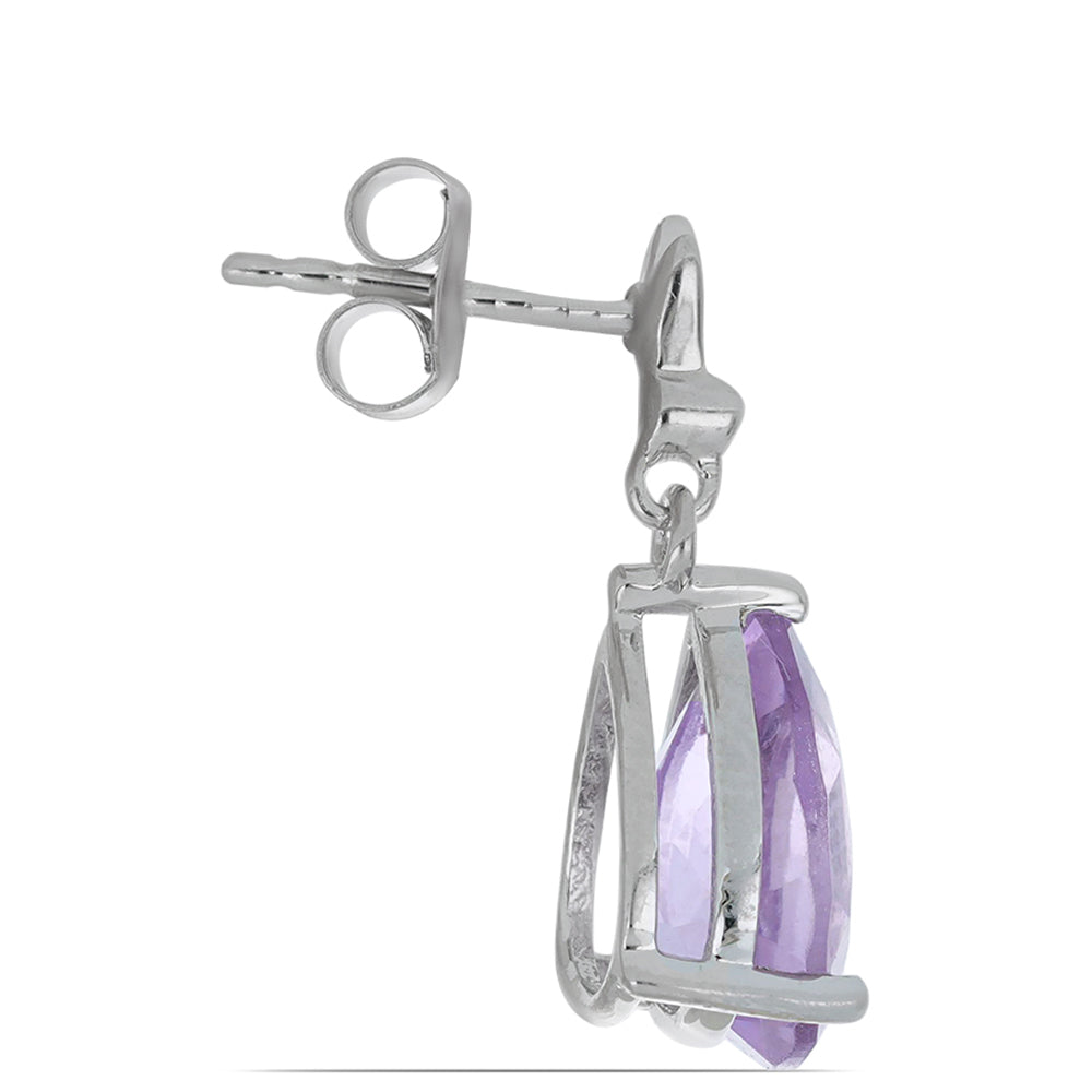 Silberohrringe mit Rose De France Amethyst