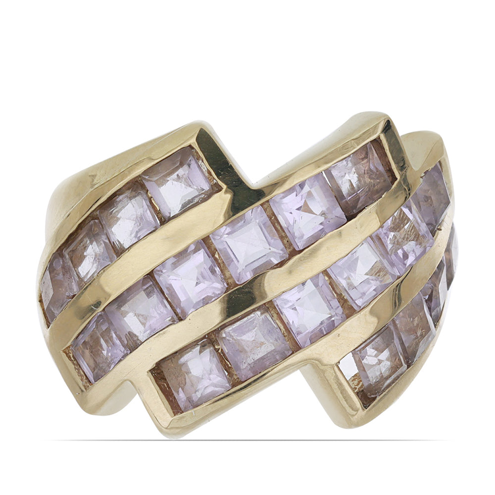 Goldplattierter Silberring mit Rose De France Amethyst 1 