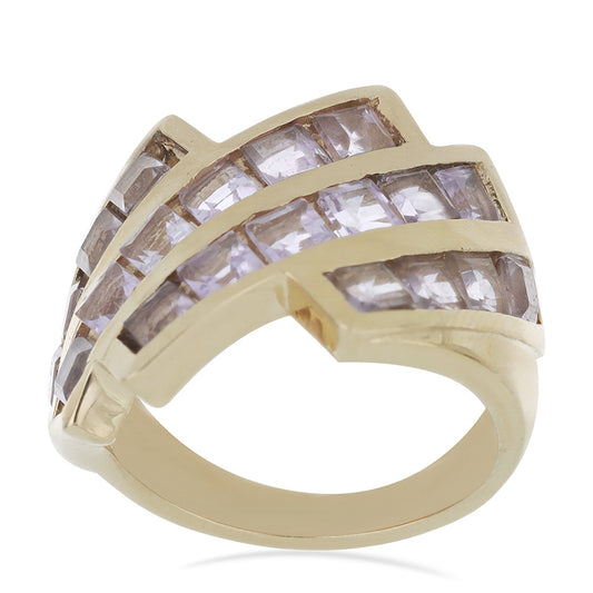 Goldplattierter Silberring mit Rose De France Amethyst