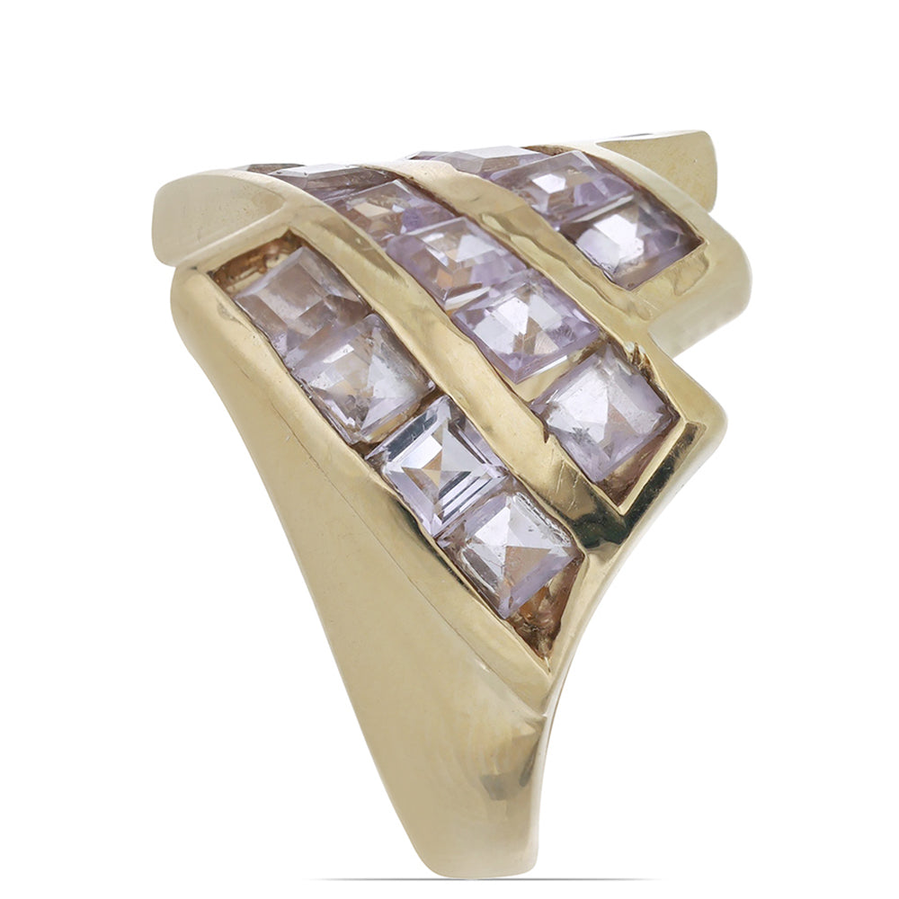 Goldplattierter Silberring mit Rose De France Amethyst