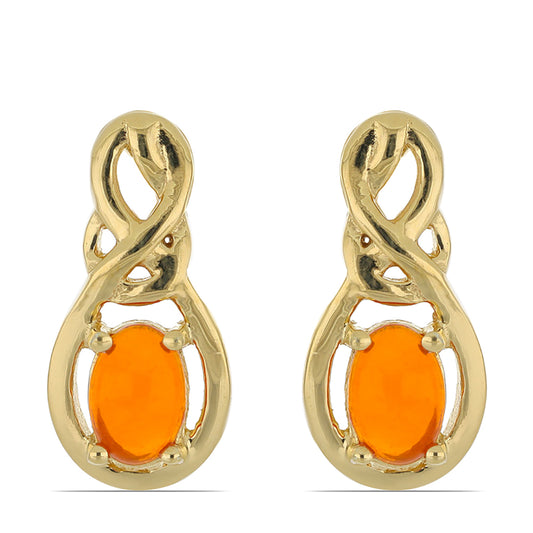 Goldplattierte Silberohrringe mit orangefarbenem Opal aus Lega Dembi