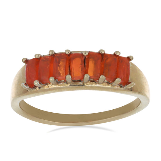 Goldplattierter Silberring mit orangefarbenem Opal aus Lega Dembi