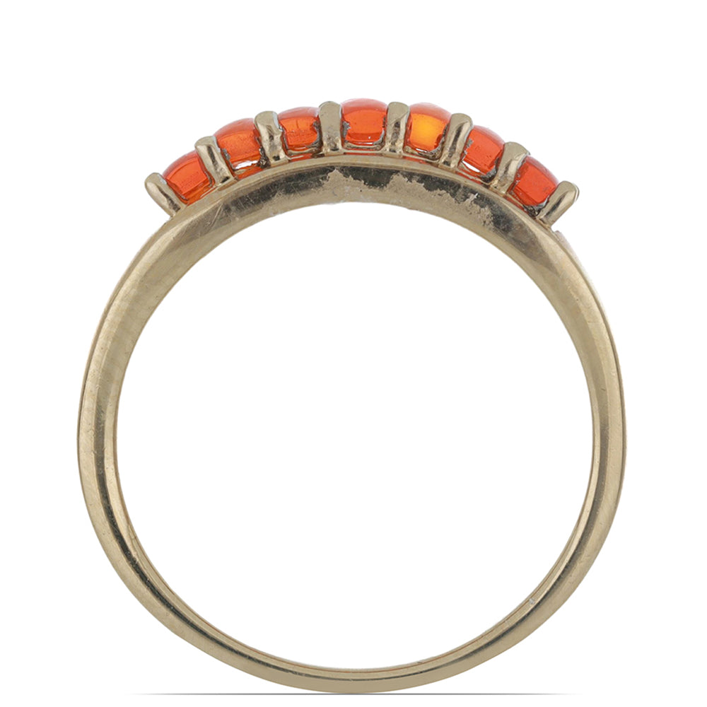 Goldplattierter Silberring mit orangefarbenem Opal aus Lega Dembi