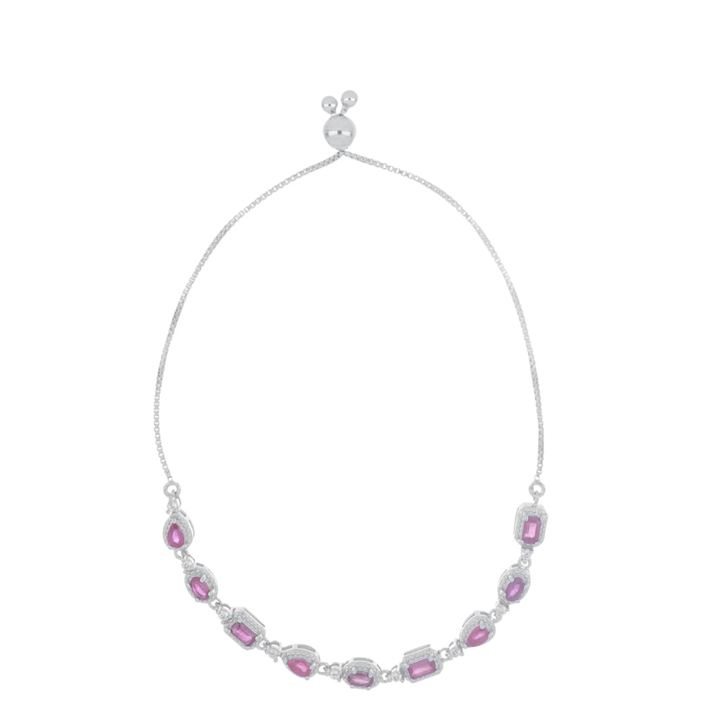 Silberarmband mit Rubin aus Madagaskar und weißem Topas 1 