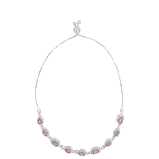 Silberarmband mit Rubin aus Madagaskar und weißem Topas