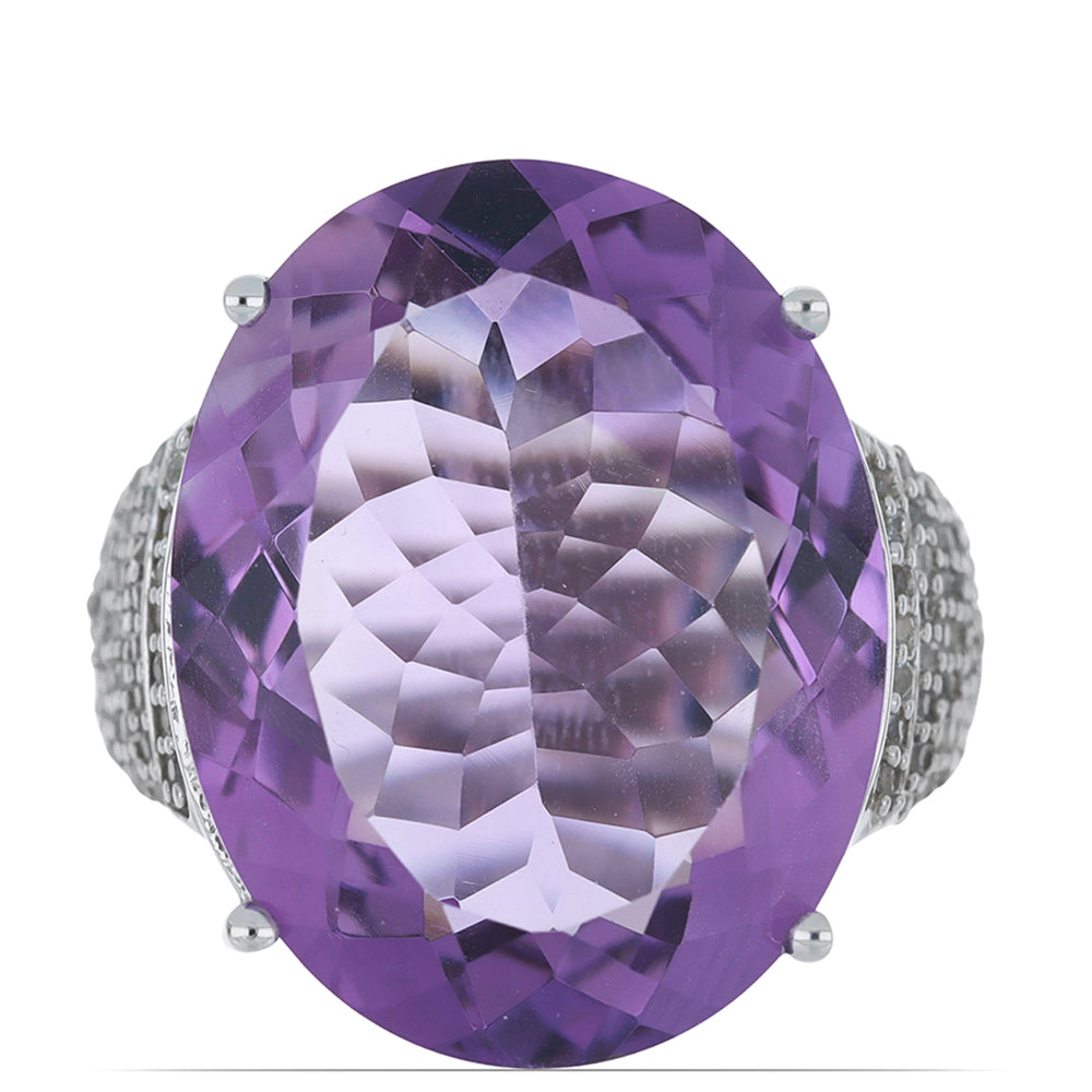 Silberring mit Rose De France Amethyst und weißem Topas 1 
