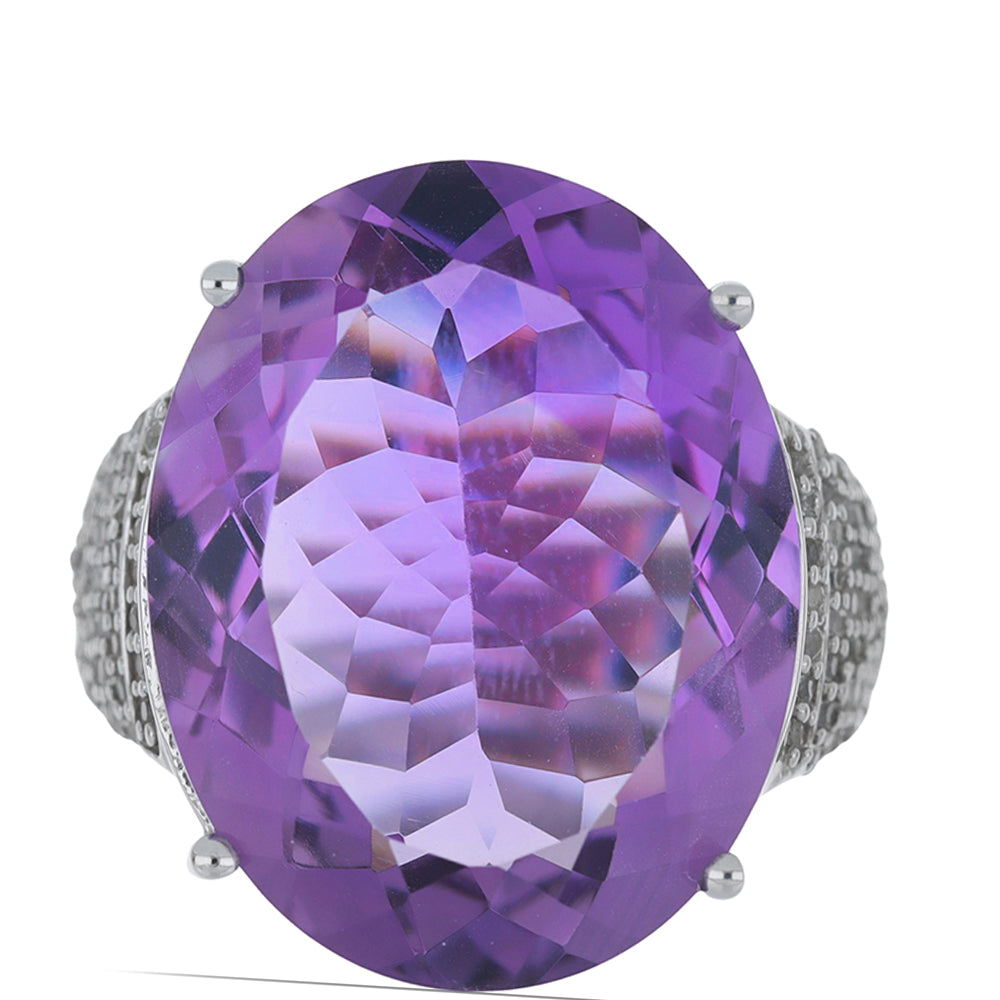 Silberring mit Rose De France Amethyst und weißem Topas