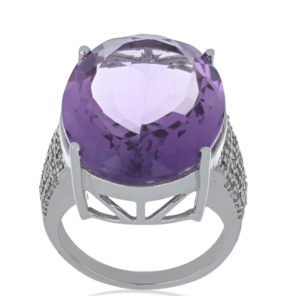 Silberring mit Rose De France Amethyst und weißem Topas 6 